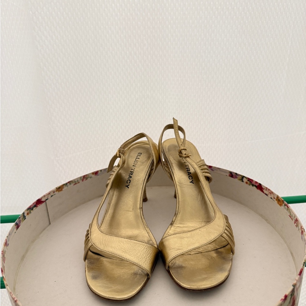 Ellen Tracy Gold Strappy Heels